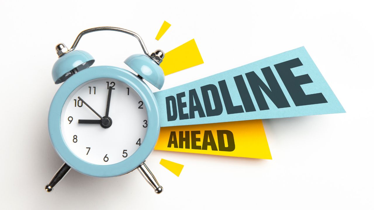 A clock with the words "deadline ahead" next to it | Scott Legal, P.C. A clock with the words "deadline ahead" next to it