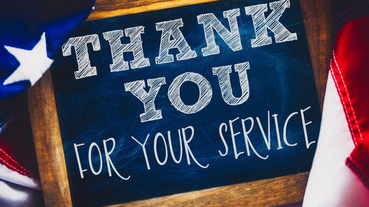 "Thank you for your service" sign | Scott Legal, P.C. "Thank you for your service" sign