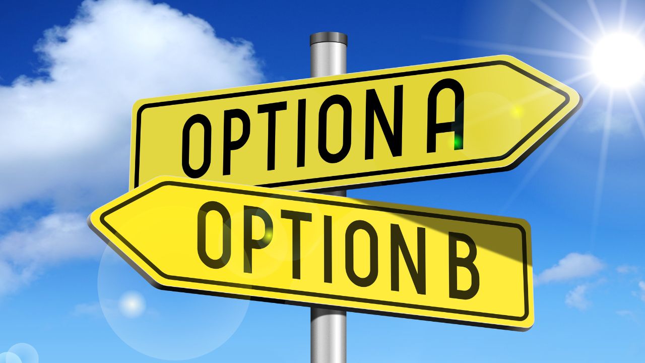 Two options pictured on a sign | Scott Legal, P.C. Two options pictured on a sign