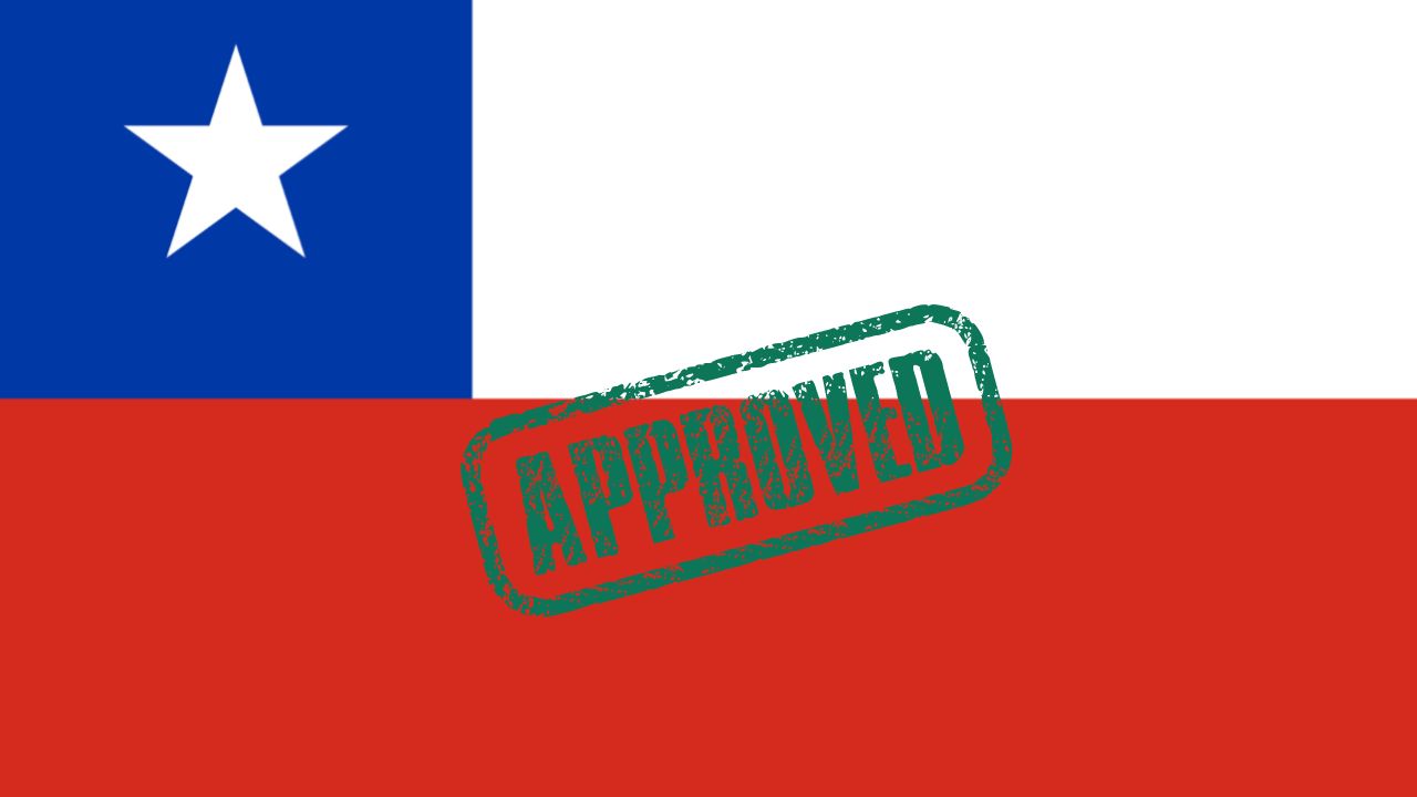 Chile flag with an approved stamp | Scott Legal, P.C. Chile flag with an approved stamp