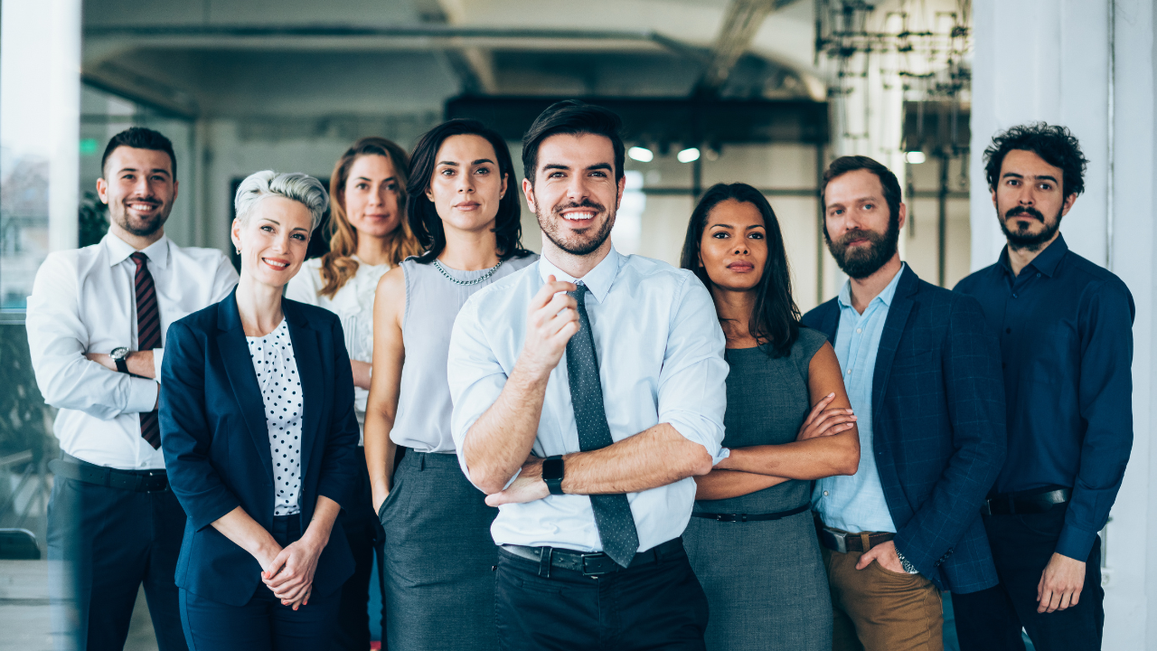 An office team gathered