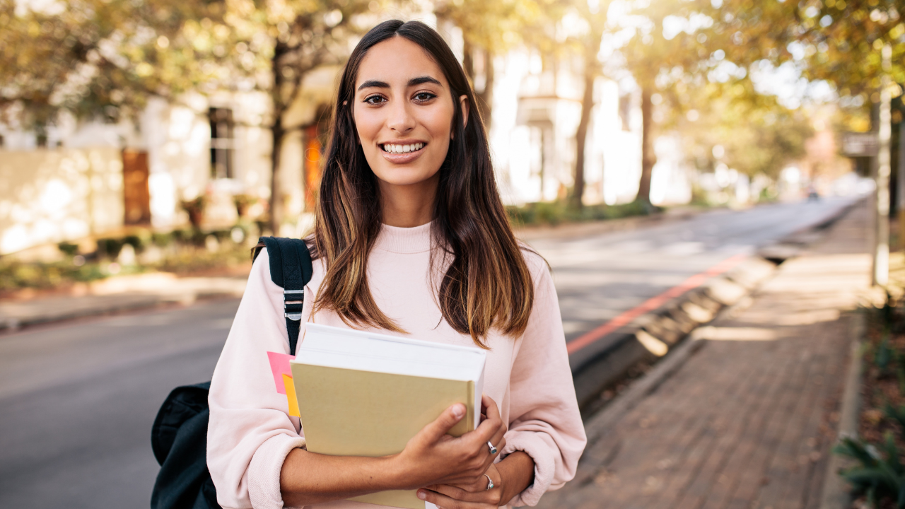 A student smiling