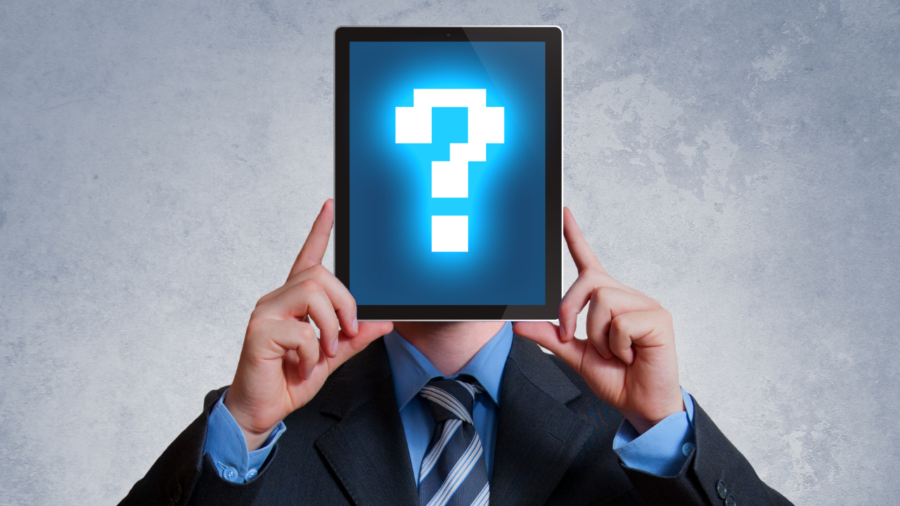 A corporate man holding a question mark | Scott Legal, P.C. A corporate man holding a question mark