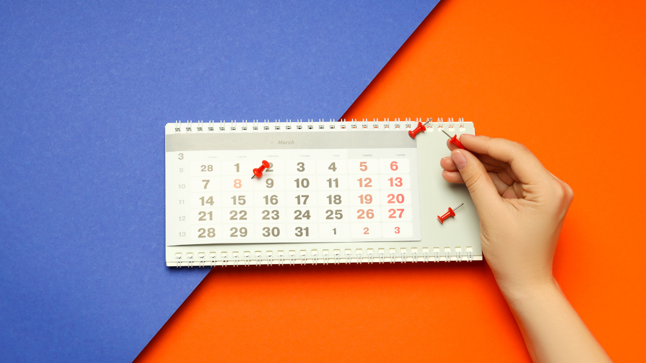 A calendar with points pinned | Scott Legal, P.C. A calendar with points pinned