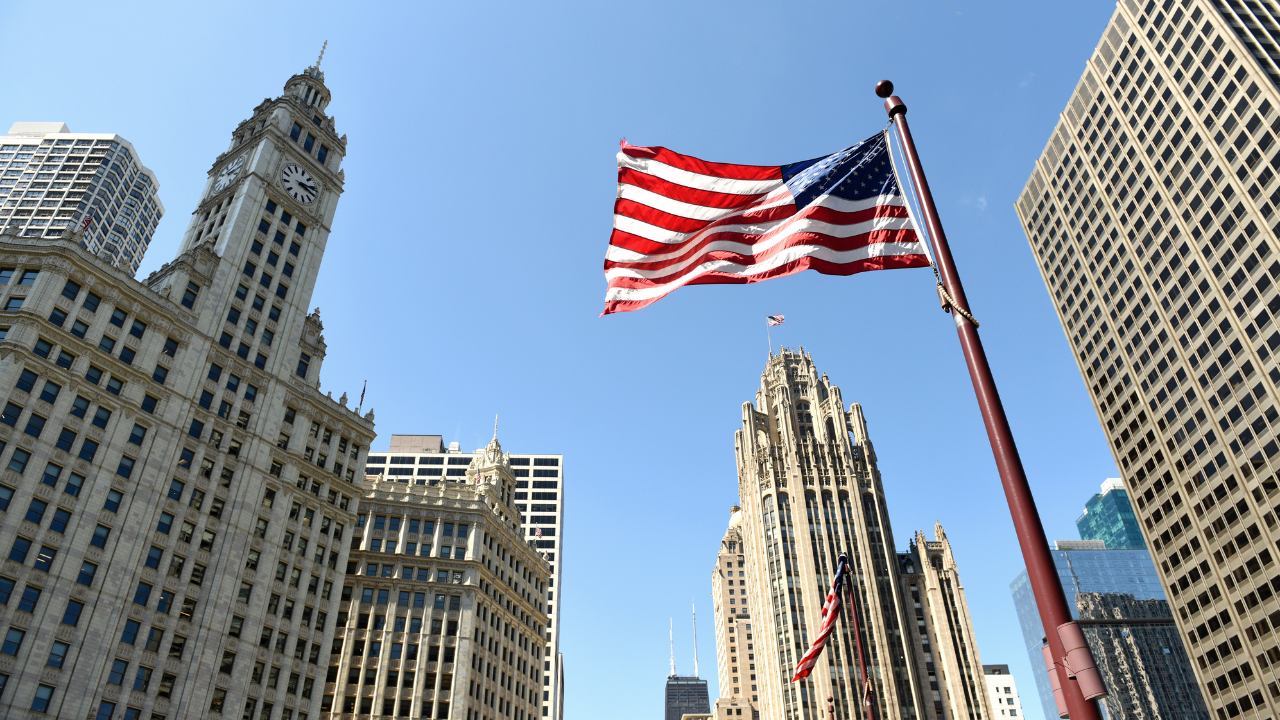USA flag in a city | Scott Legal, P.C. USA flag in a city